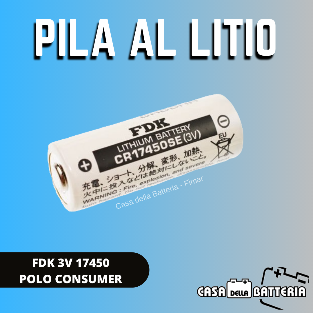 PILA AL LITIO 3V CR17450 POLO A BOTTONE FDK