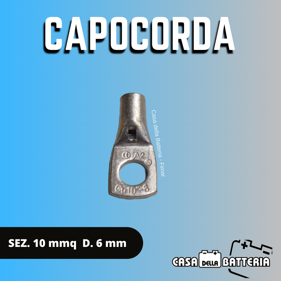 CAPOCORDA SEZ. CAVO 10 mmq. DIAM. FORO 6 mm.