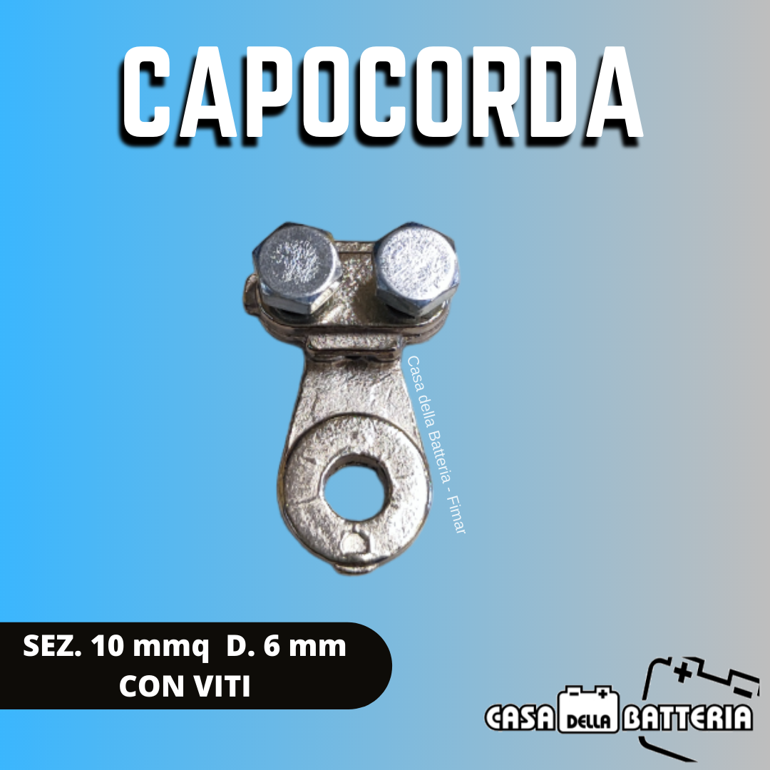 CAPOCORDA SEZ. CAVO 10 mmq. DIAM. FORO 6 mm. con viti
