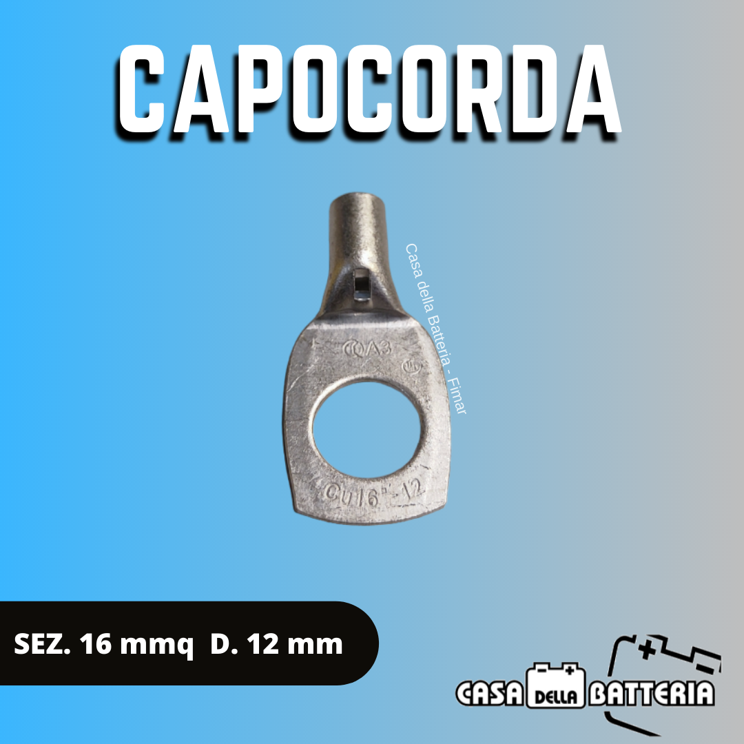 CAPOCORDA SEZ. CAVO 16 mmq. DIAM. FORO 12 mm.