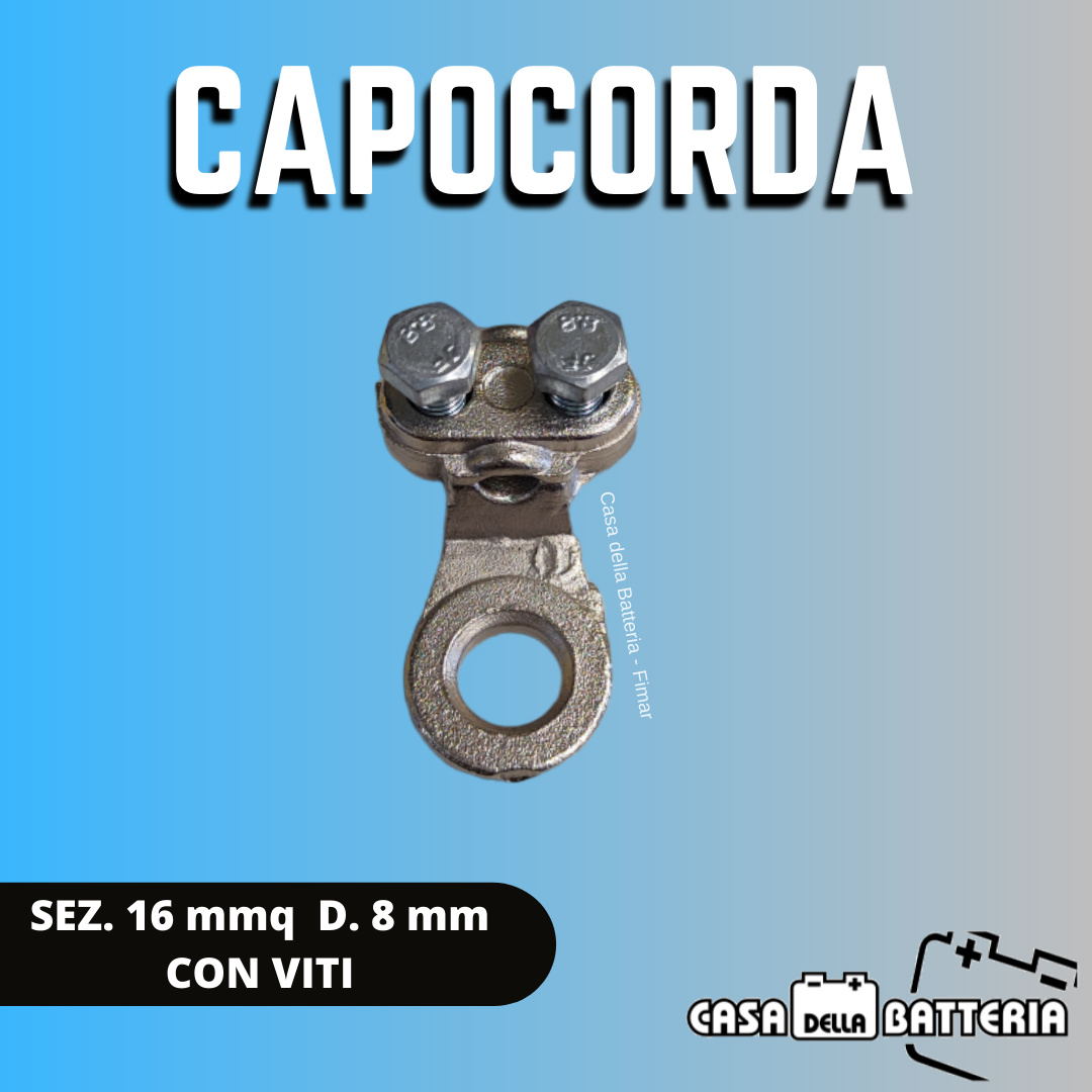 CAPOCORDA SEZ. CAVO 16 mmq. DIAM. FORO 8 mm. con viti