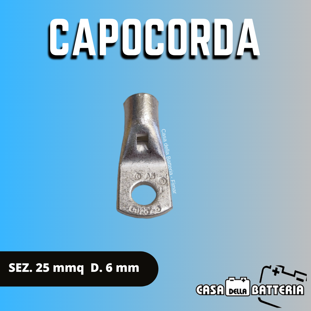 CAPOCORDA SEZ. CAVO 25 mmq. DIAM. FORO 6 mm.