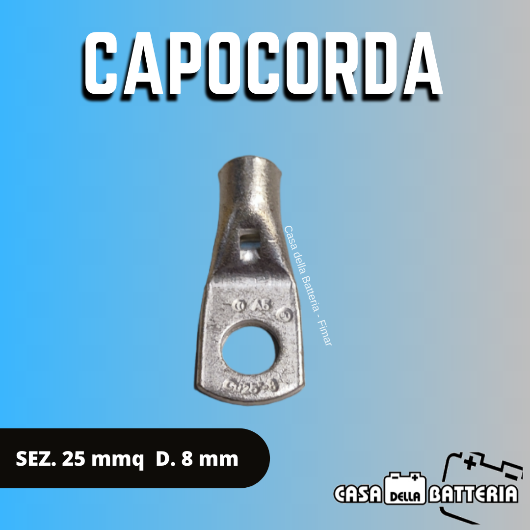 CAPOCORDA SEZ. CAVO 25 mmq. DIAM. FORO 8 mm.