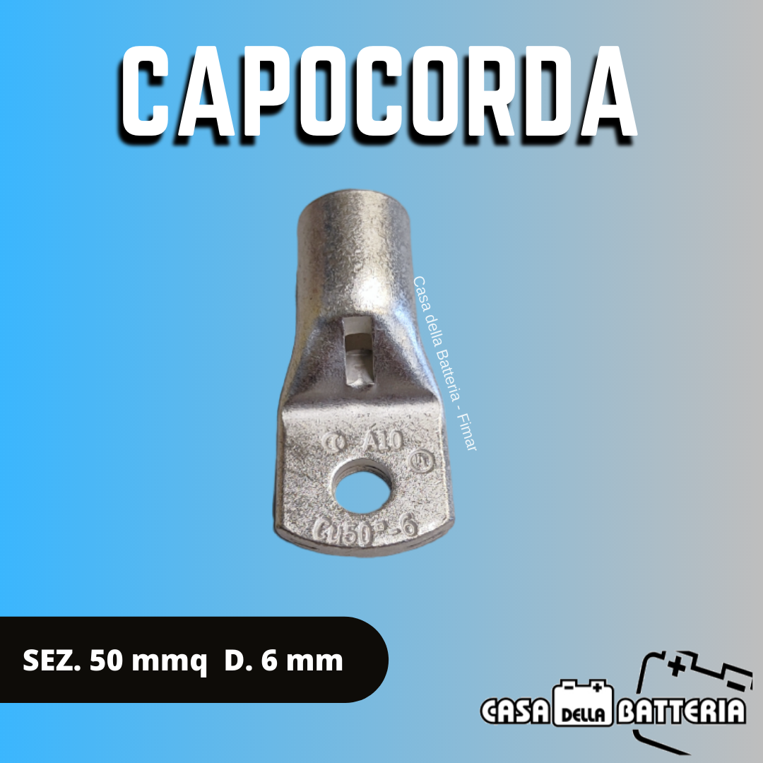 CAPOCORDA SEZ. CAVO 50 mmq. DIAM. FORO 6 mm.