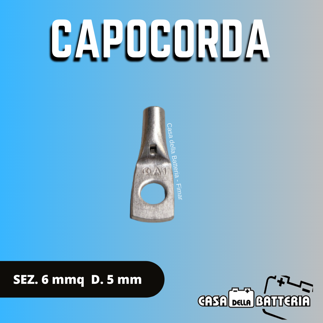 CAPOCORDA SEZ. CAVO 6 mmq. DIAM. FORO 5 mm.