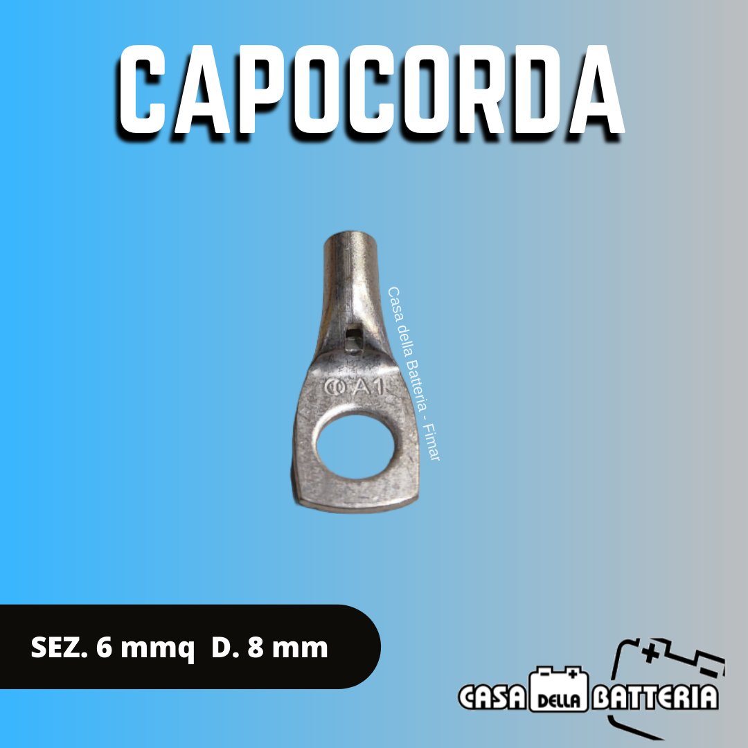 CAPOCORDA SEZ. CAVO 6 mmq. DIAM. FORO 8 mm.