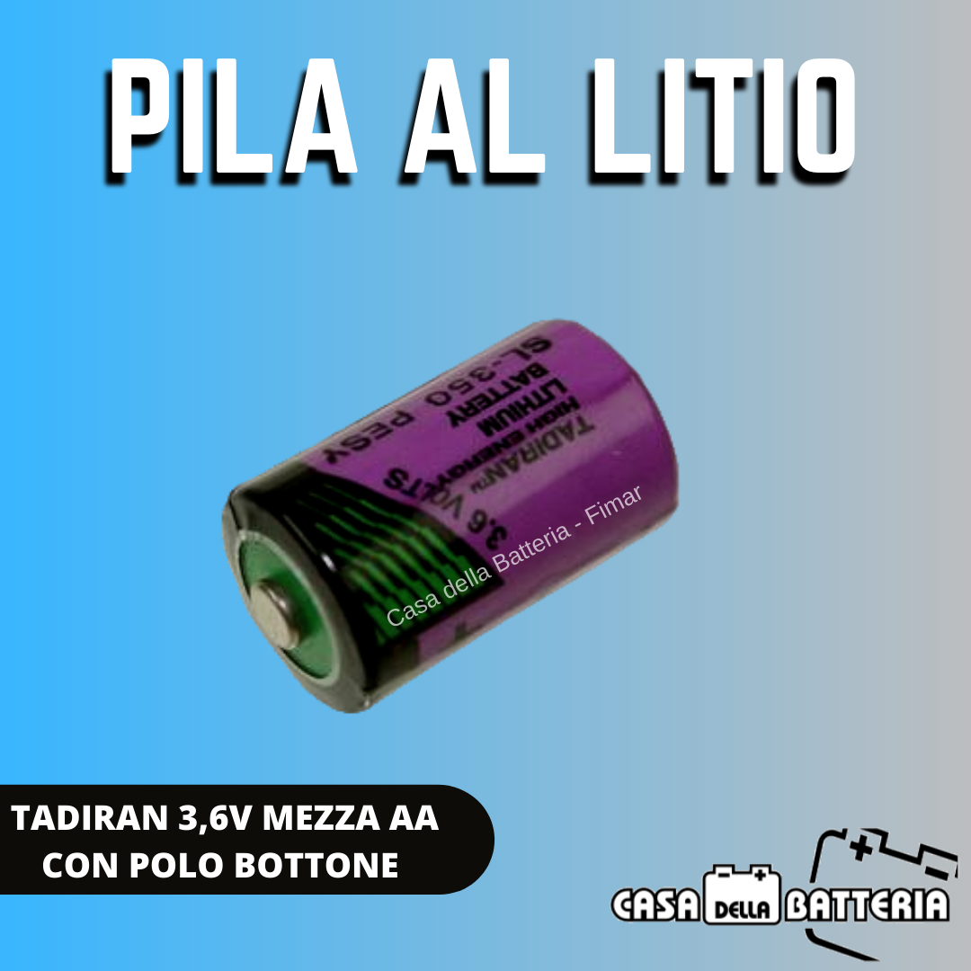 PILA AL LITIO 3,6V 1/2AA POLO A BOTTONE TADIRAN