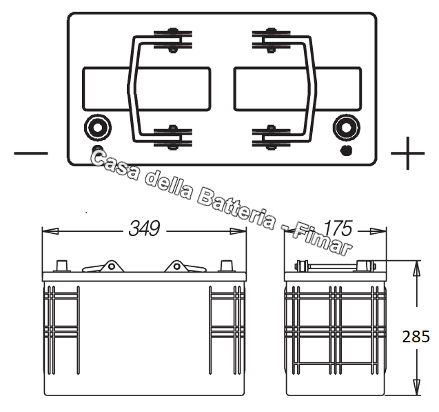 Batteria servizi/trazione 12V 150AH COMPACT A DX Fimar tubolare