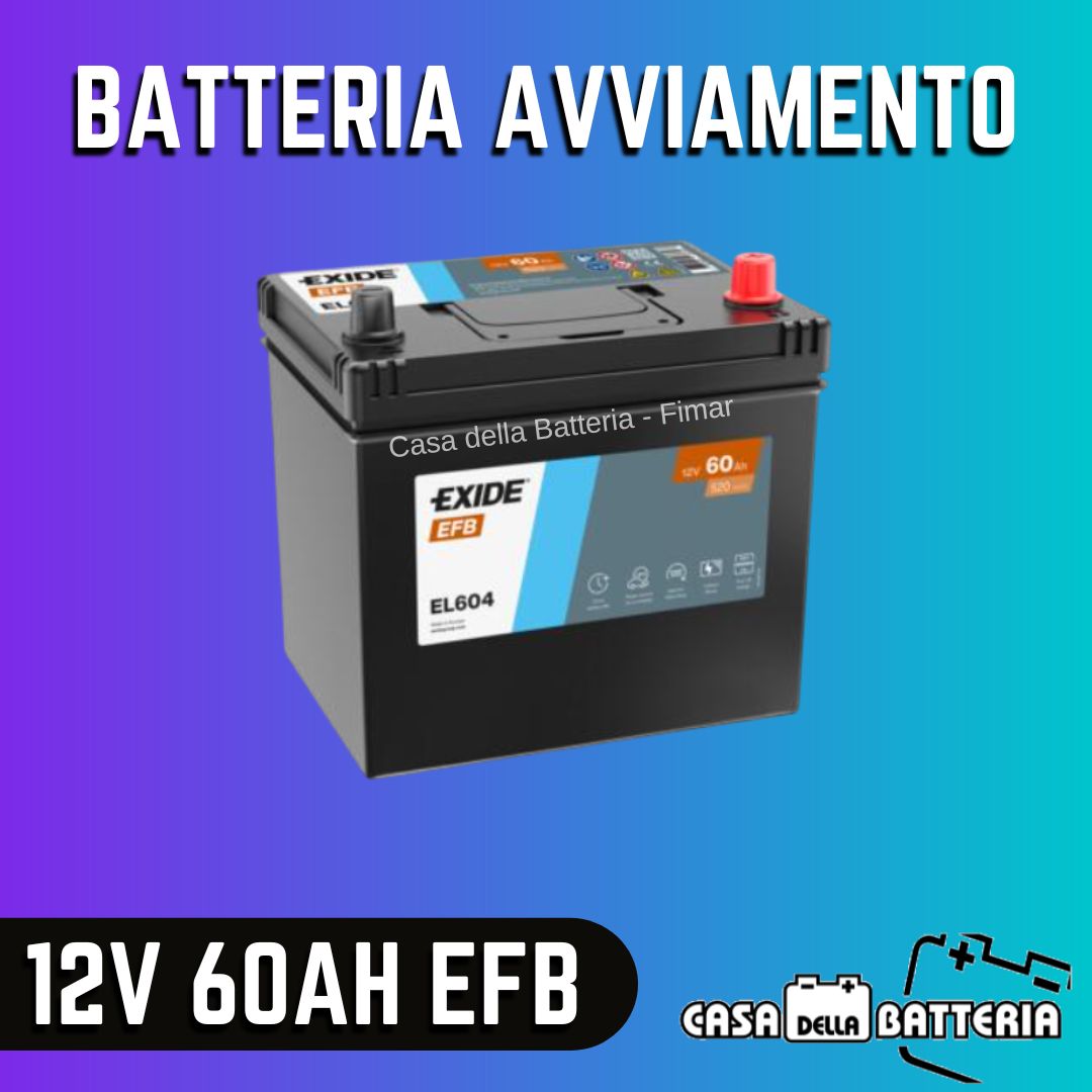 Batteria avviamento 60AH D23 DX Exide EFB