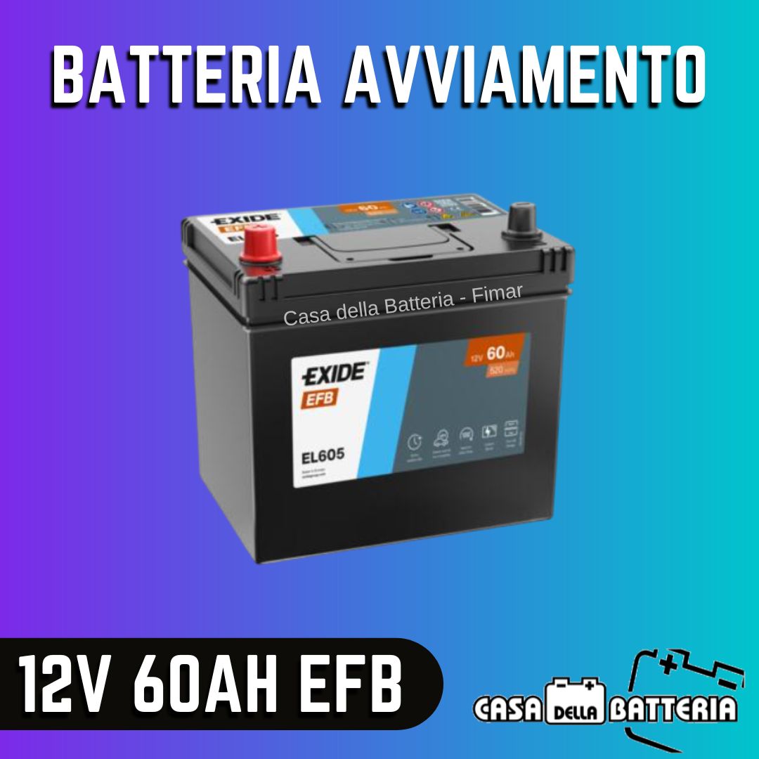 Batteria avviamento 60AH D23 SX Exide EFB
