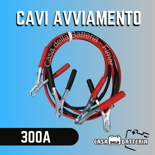 CAVI AVVIAMENTO 300A SEZ. 16mmq LUNGHEZZA 2,5mt PINZA LAMIERA