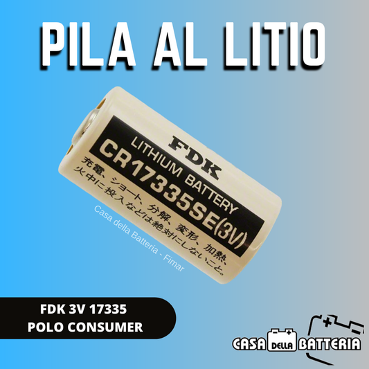 PILA AL LITIO 3V CR17335 POLO A BOTTONE FDK