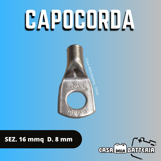 CAPOCORDA SEZ. CAVO 16 mmq. DIAM. FORO 8 mm.