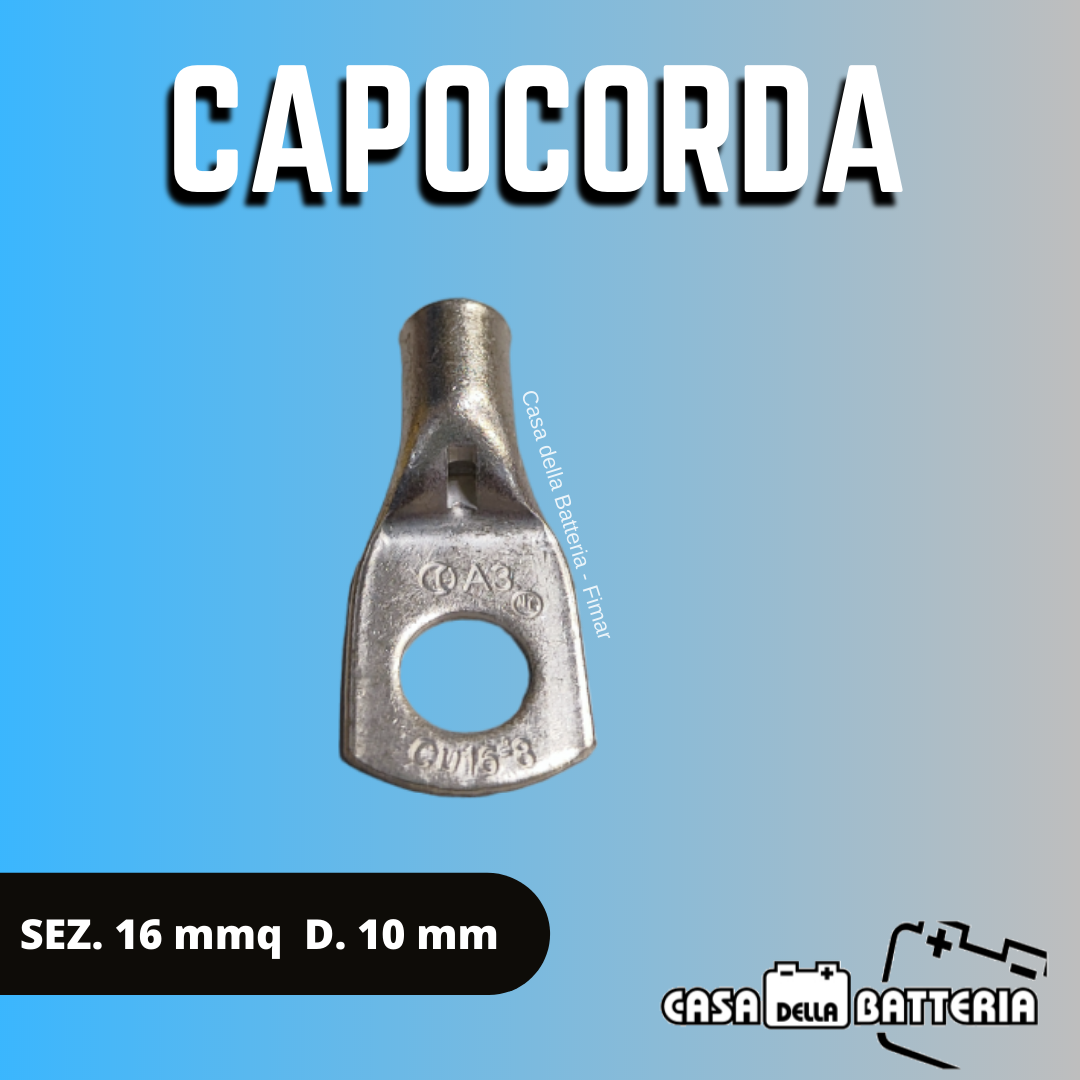 CAPOCORDA SEZ. CAVO 16 mmq. DIAM. FORO 10 mm.