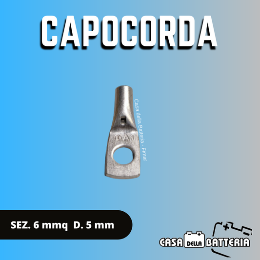 CAPOCORDA SEZ. CAVO 6 mmq. DIAM. FORO 5 mm.