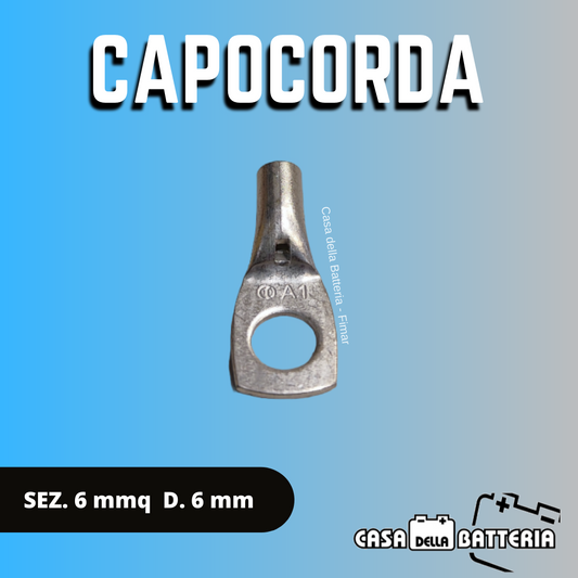 CAPOCORDA SEZ. CAVO 6 mmq. DIAM. FORO 6 mm.
